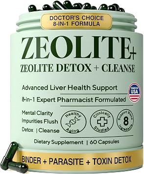 Zeolite Detox Binder 8-in-1 Clinoptilolite & Activated Charcoal, Aloe 60ct