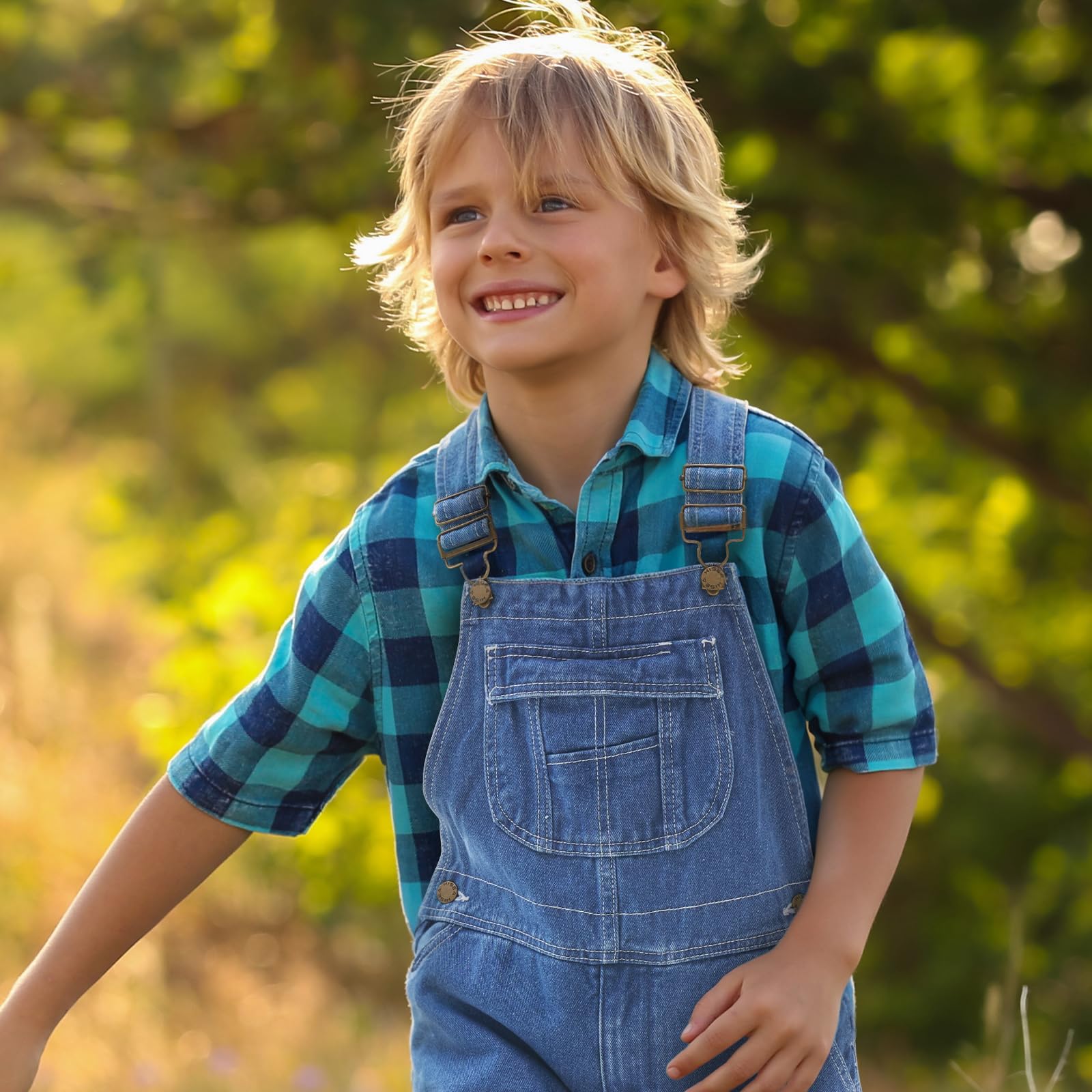HISEA Salopette en jean pour garçon, taille 4-16, salopette en jean bleu pour enfants avec bretelles réglables, salopette délavée classique pour jeunes