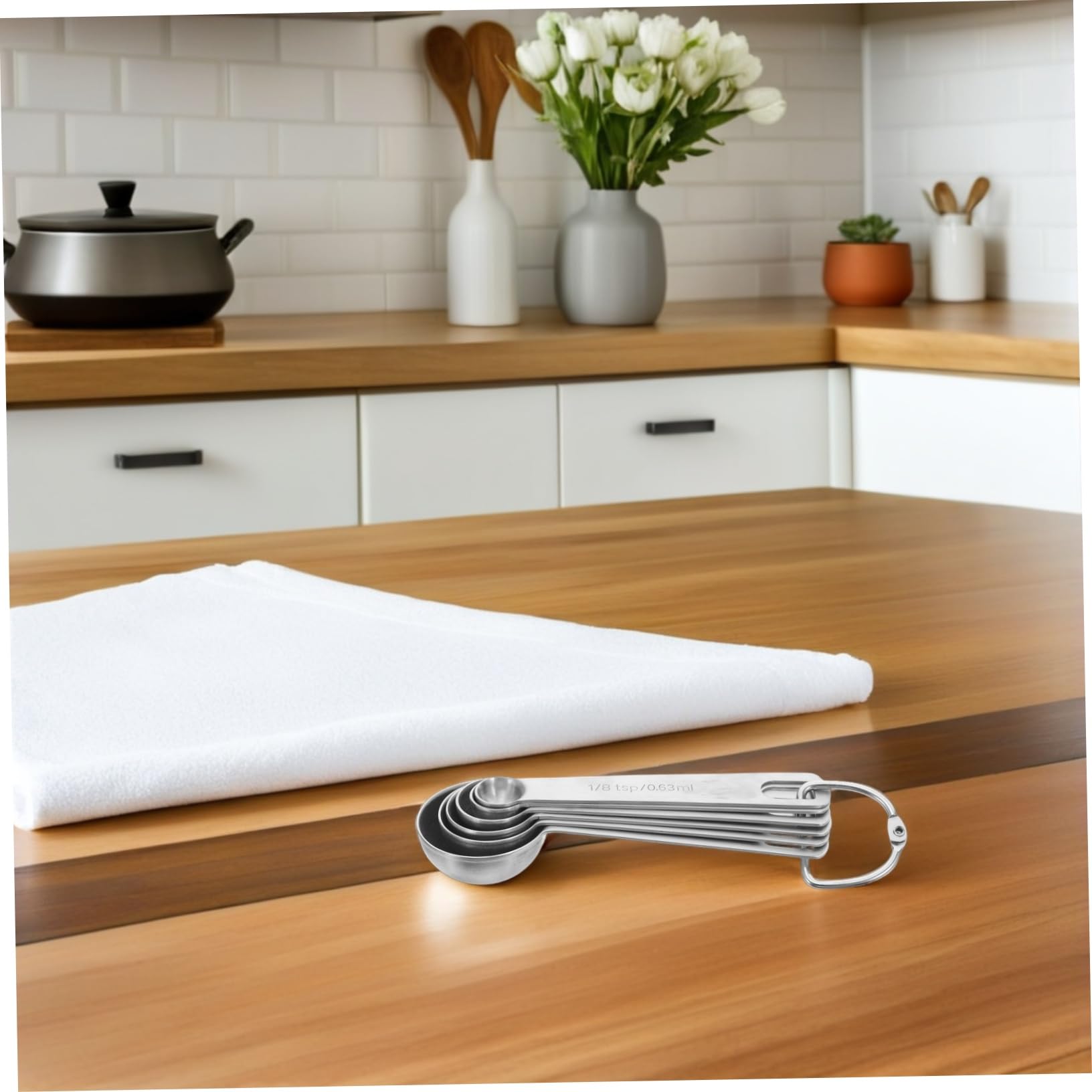 POPETPOP 2 Set Misurini e Cucchiai in Acciaio Ergonomici Misurini e Cucchiai Dosatori Resistenti per Cucina e Design Impugnatura Antiscivolo per Appenderli Misurazione Precisa