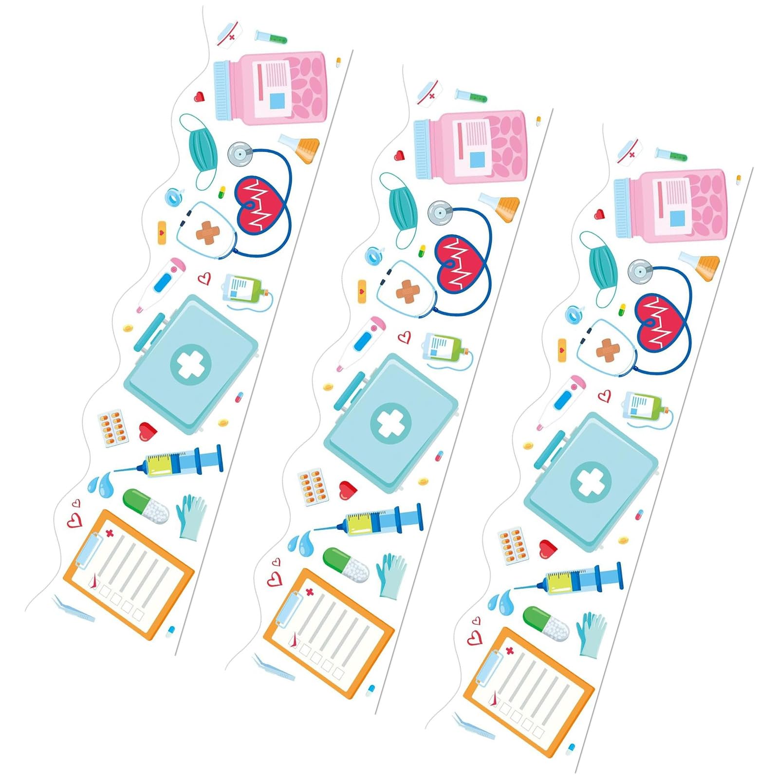 Woedpez Multicolor Nurse Day Border Sticker 59Ft Long 70Mm Wide Healthcare Themed Border Trim Wall Sticker For Hospital And Nurse Day Decoration