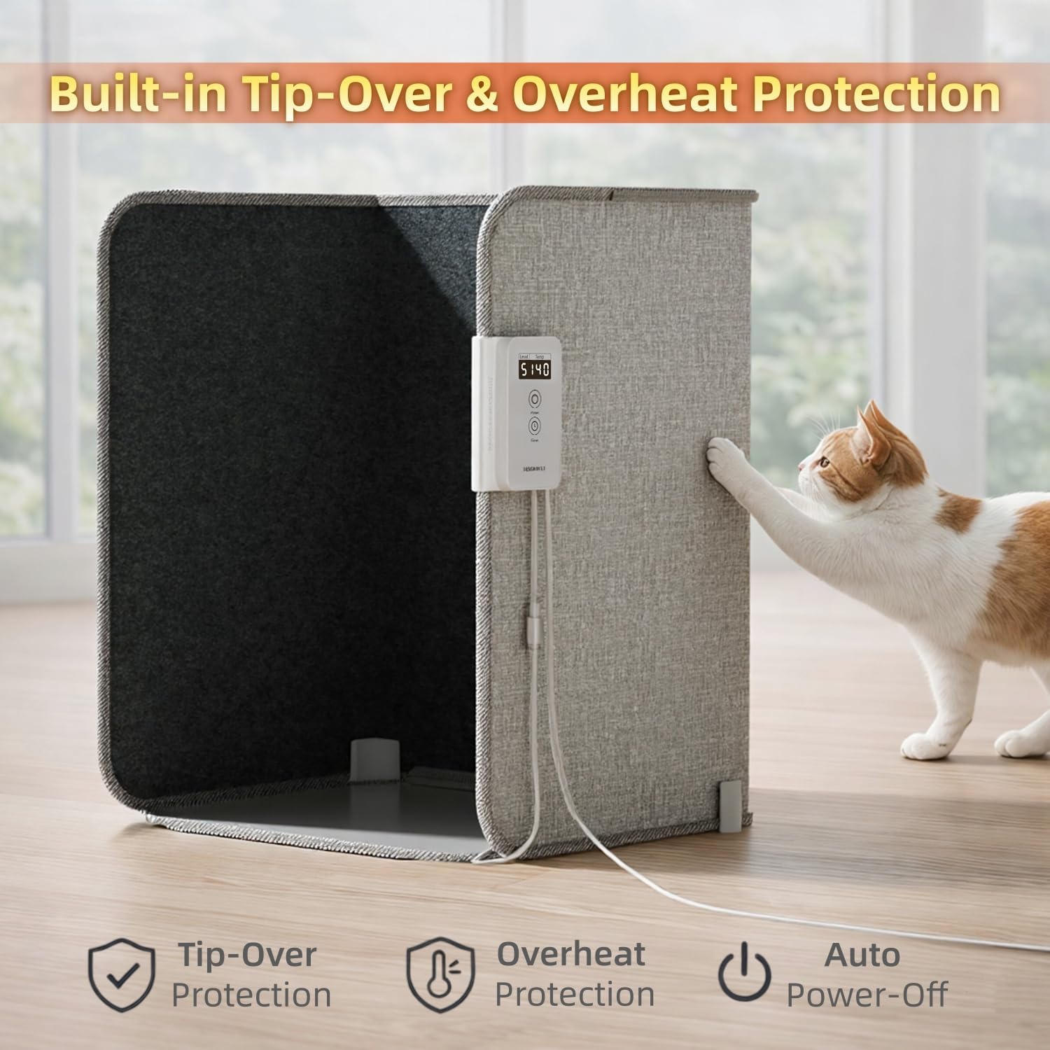 Under Desk Heater, Foot Warmer with Foot Heating Pad, Quiet 195W Under Desk Foot Warmer with Detachable Blanket for Office Home, Energy-Saving 5 Temperature Levels Timer Grey Cuboid UEMUSI