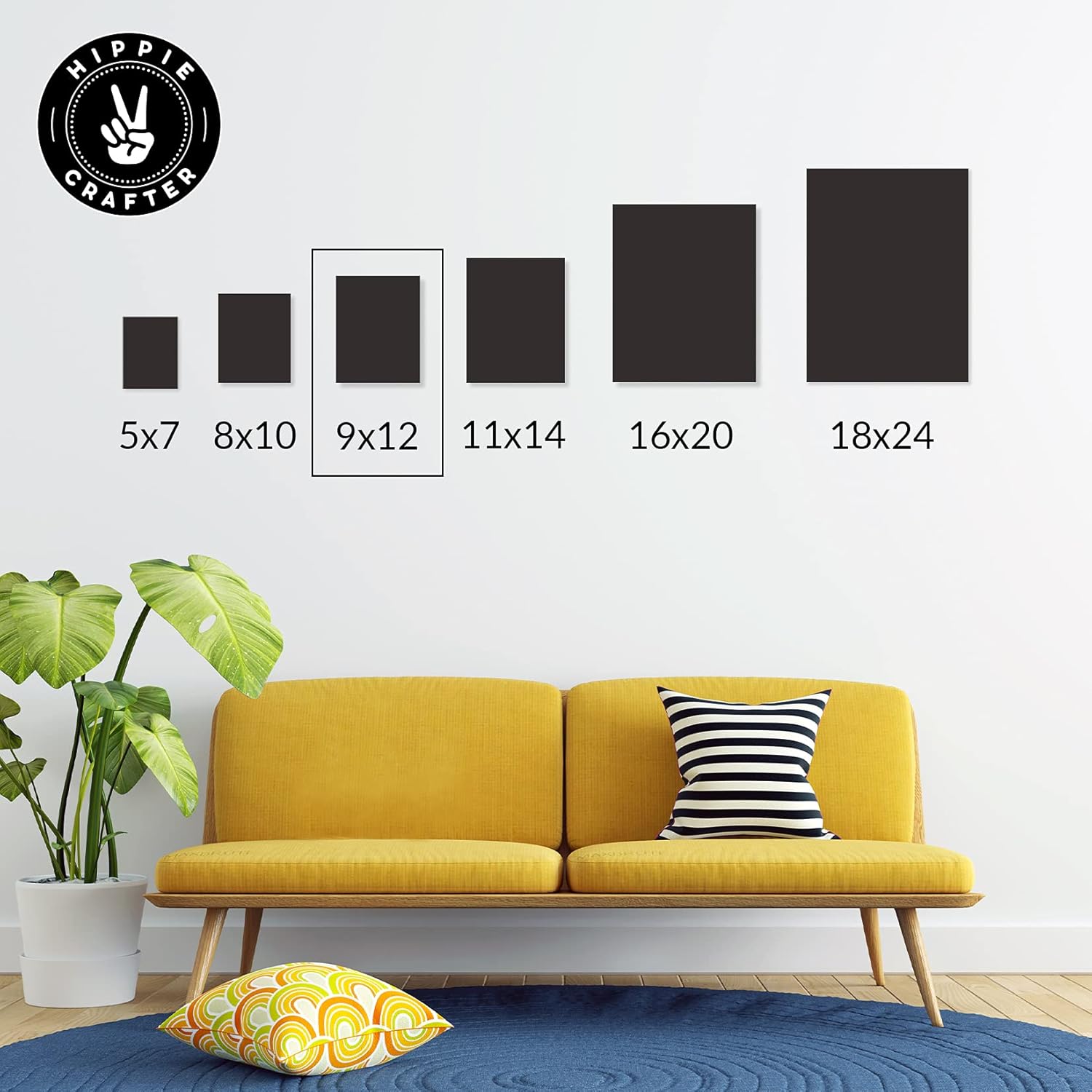 Stretched Black Canvas for Painting, 10 Pack 9x12 Blank Canvases, Gesso Primed, Ideal for Oil, Acrylic, and Watercolor Art, Perfect for Artists and Painting Projects