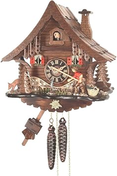 Engstler Cuckoo Clock Black Forest House with Moving Fisherman EN 4719
