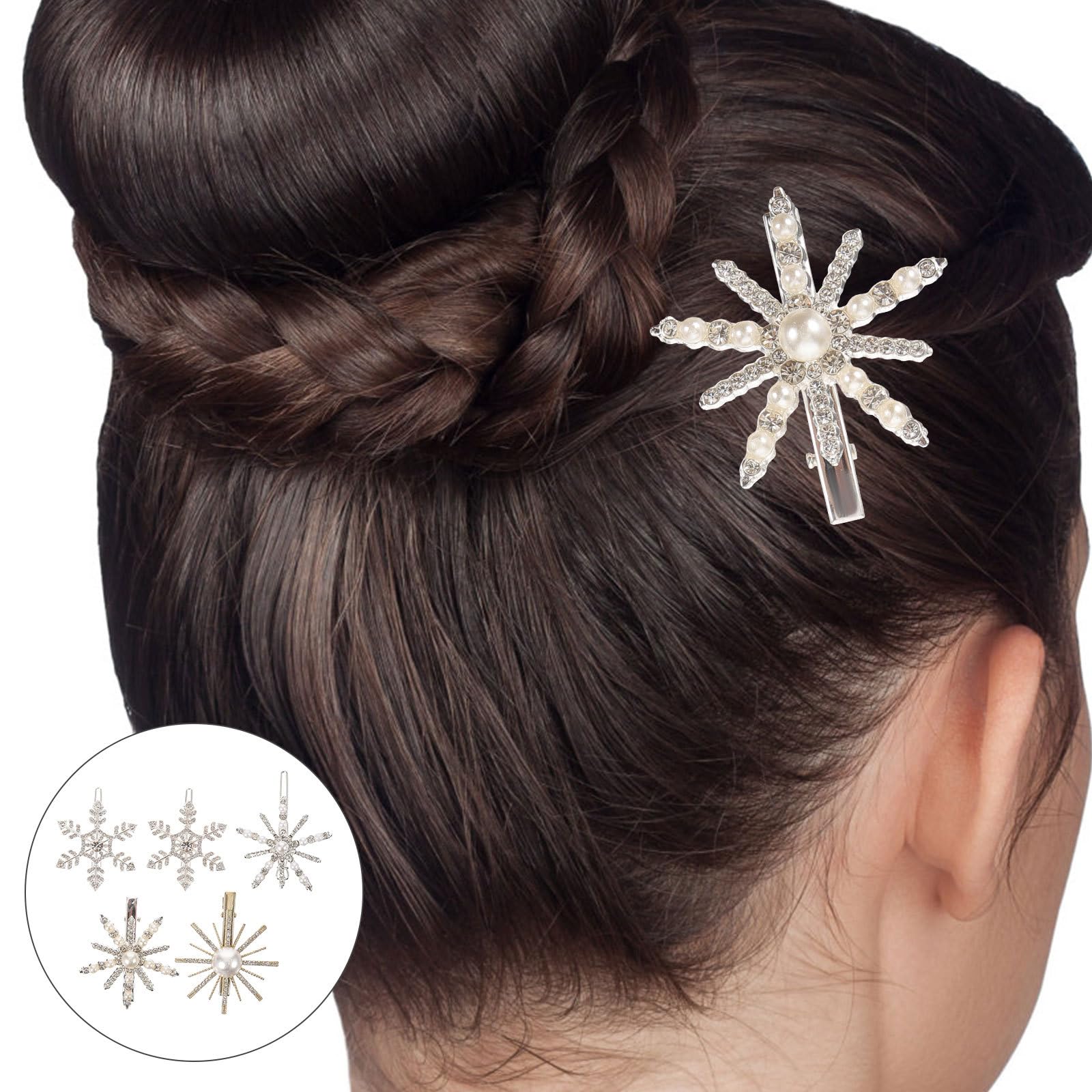 minkissy 5pcs Wedding Hair Clips Clips Elegant Pearl Hairpins for Women Christmas Hair Accessories, Wedding Party Decorations - Image 4