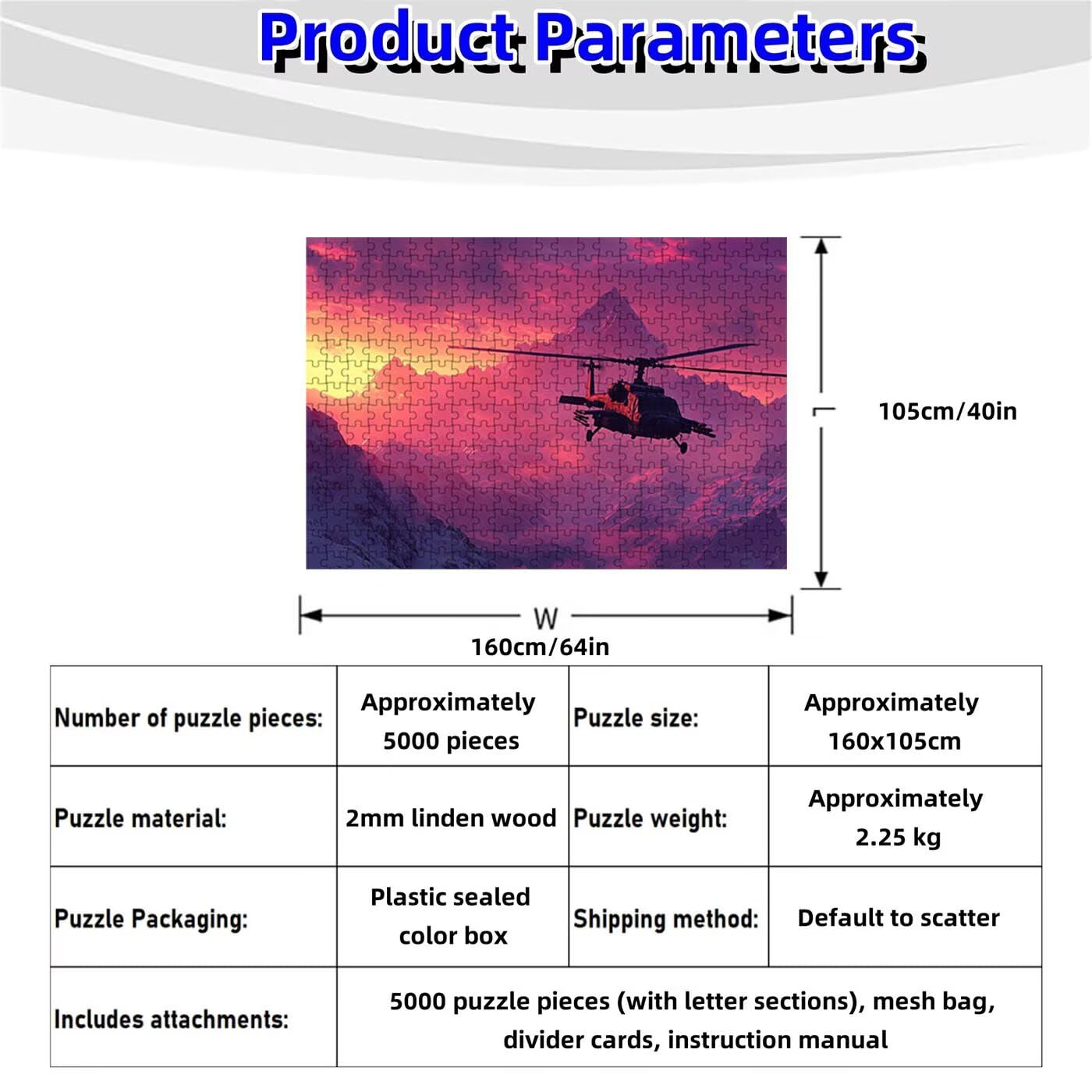 Puzzle 5000 sztuk samolot Puzzle 5000 sztuk drewna dla dorosłych helikopter, pięknie zapakowane w kartonowe pudełko, przenośne w siatkowej torbie na prezent dla kobiet 105 x 160 cm RXPT-3442