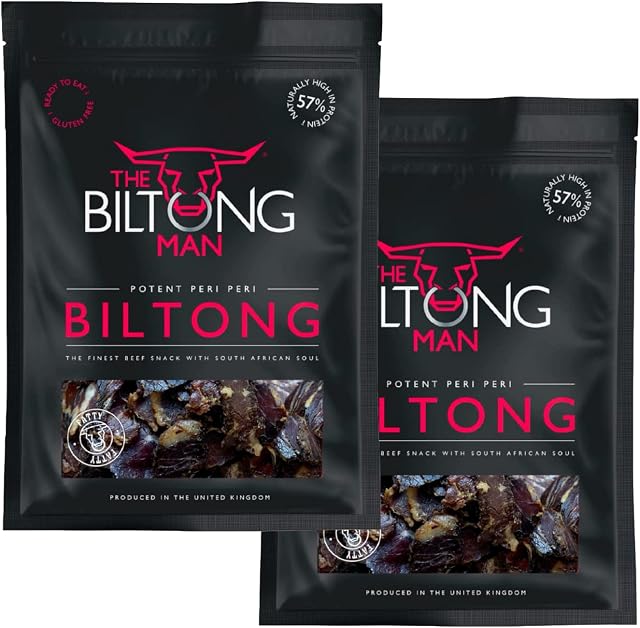 The Biltong Man | Peri-Peri Fatty Beef Biltong | Healthy High Protein Dried Chilli Beef Snack | (1Kg)