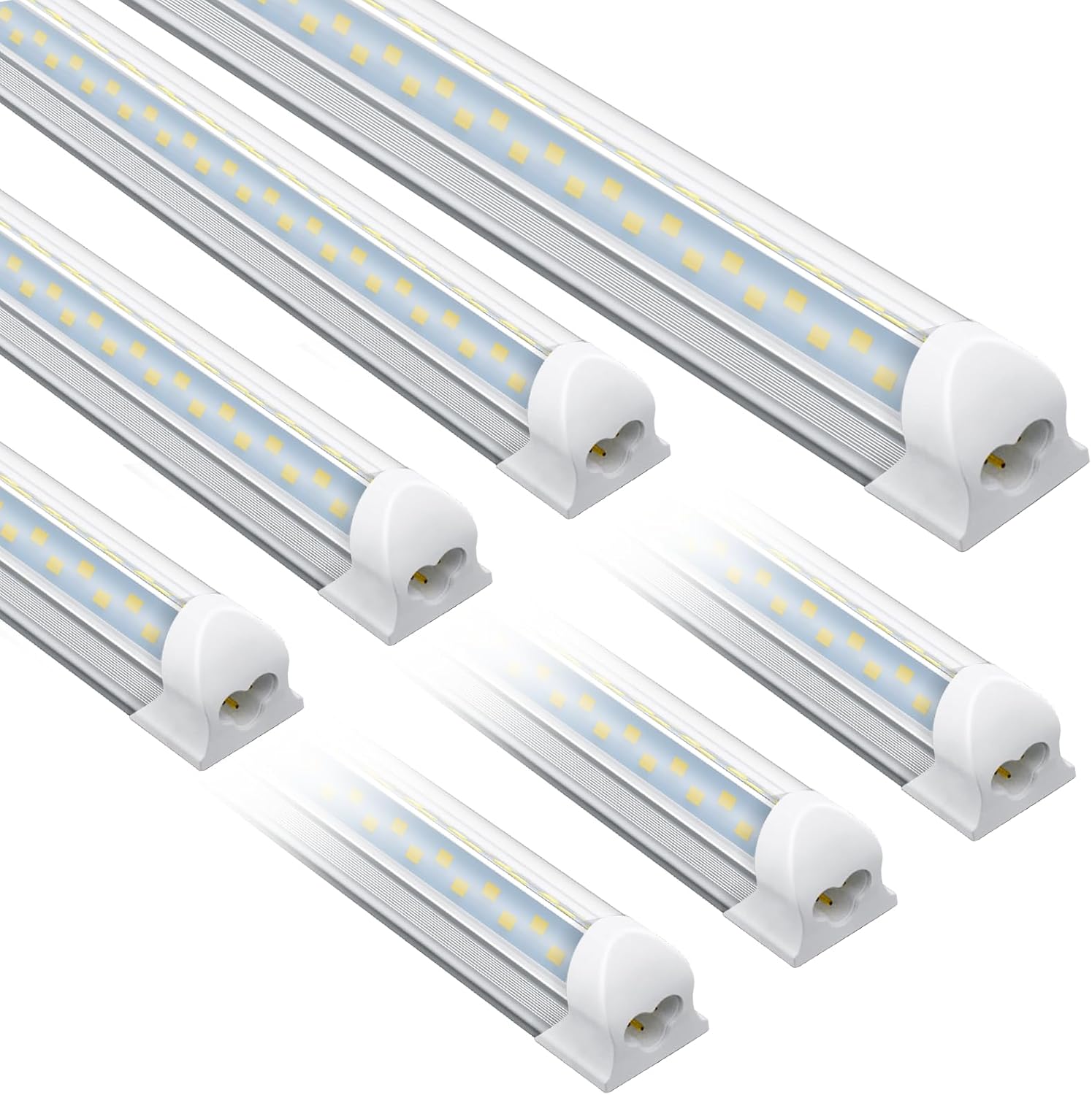 (6 Pack) 4FT Shop Light, T8 V-Shape Linkable LED Tube Lights, 6300LM 6500K 45W Integrated Lighting Fixture with ON/Off Switch, Plug and Play, Indoor Lights for Workshop, Basement, Warehouse