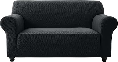AMEHA High Stretch Sofa Cover 2 Seater Spandex Elastic Fit Slipcovers T Shape Non Slip Loveseat Couch Covers Furniture Protector - 2 Seater, Black