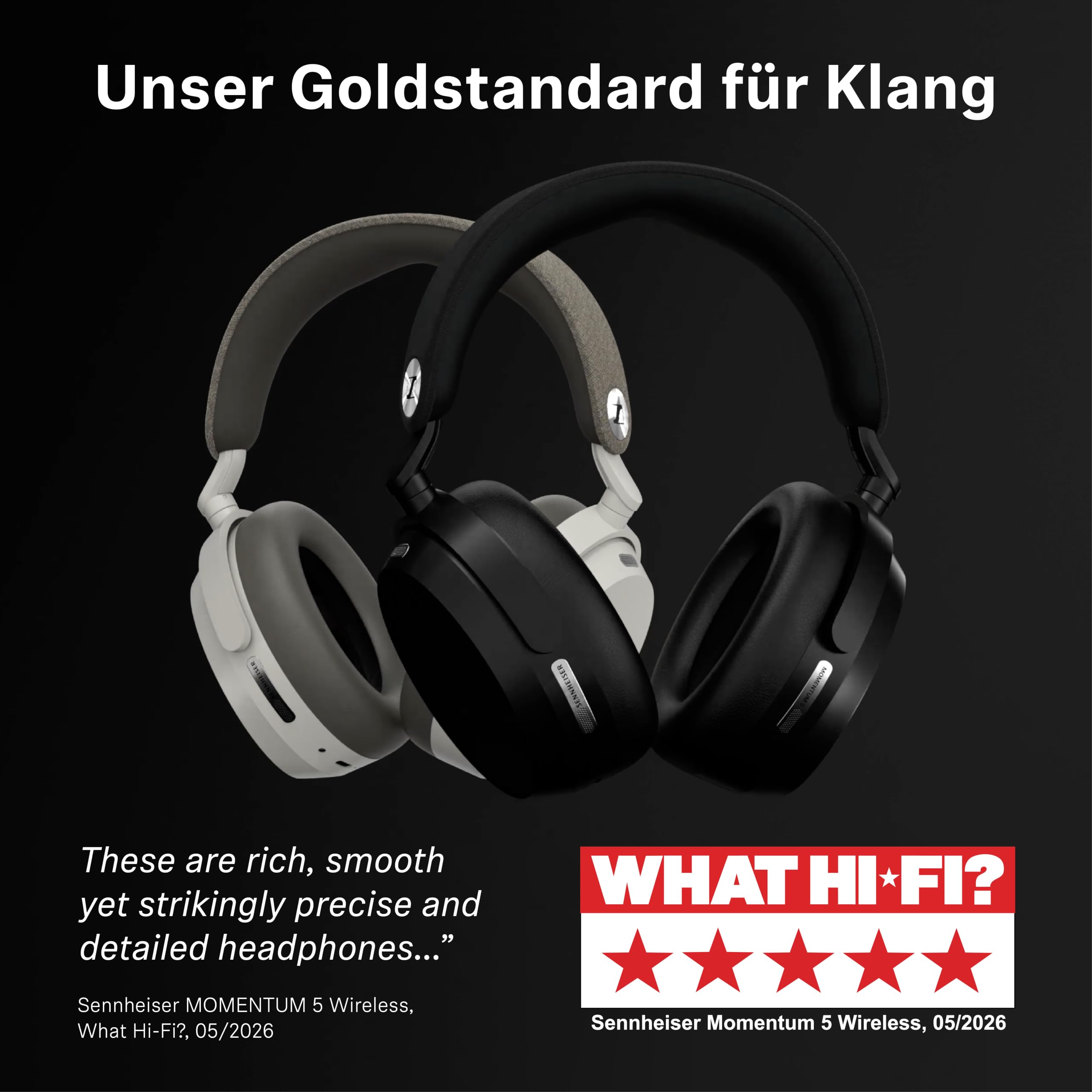 Sennheiser Momentum 5 Noise Cancelling Bluetooth Kopfhörer mit 57h Akku