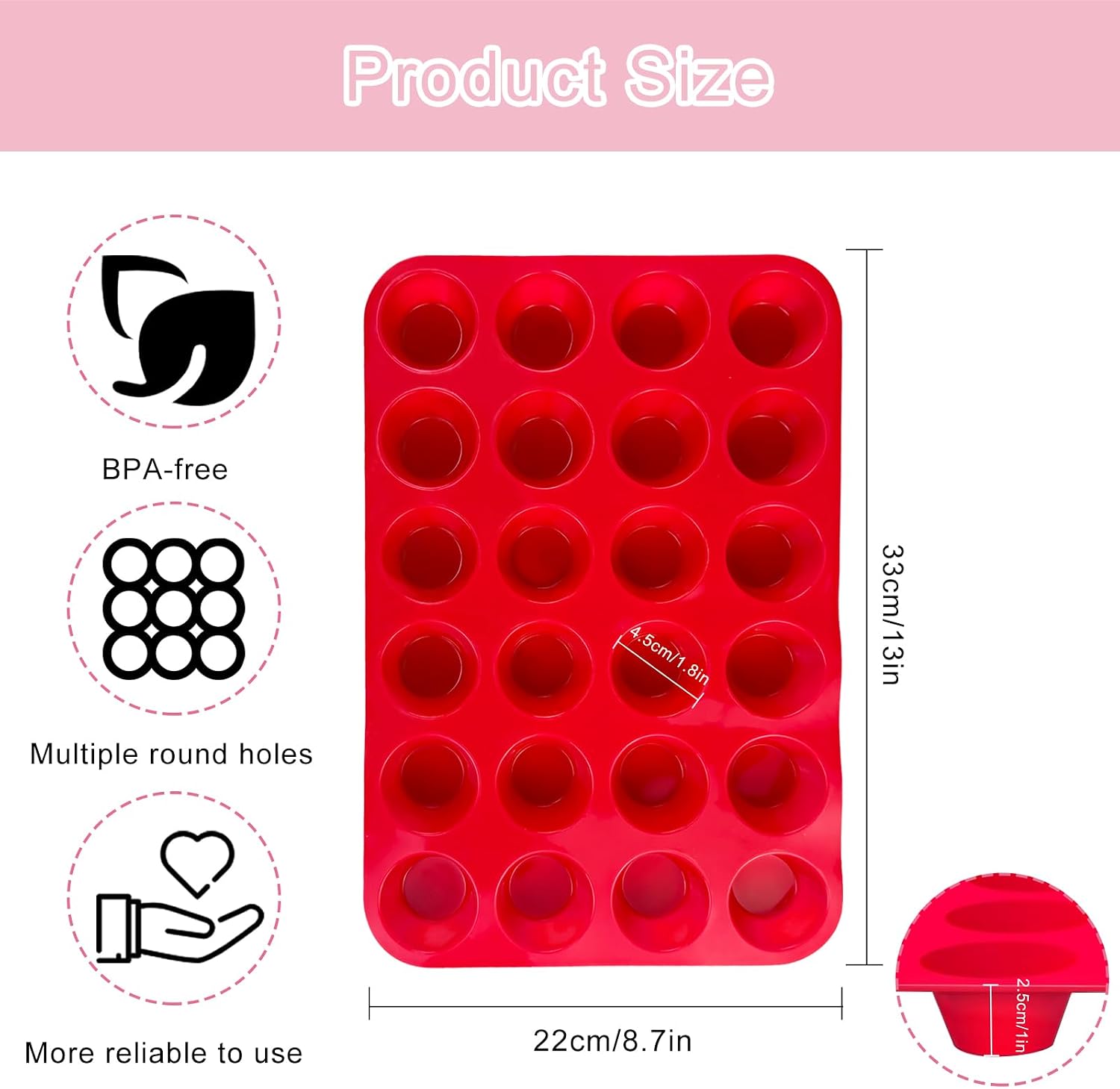 2 Moules à Muffins En Silicone - 24 Cavités - Antiadhésif Et Sans BPA - Pour Four Et Congélation