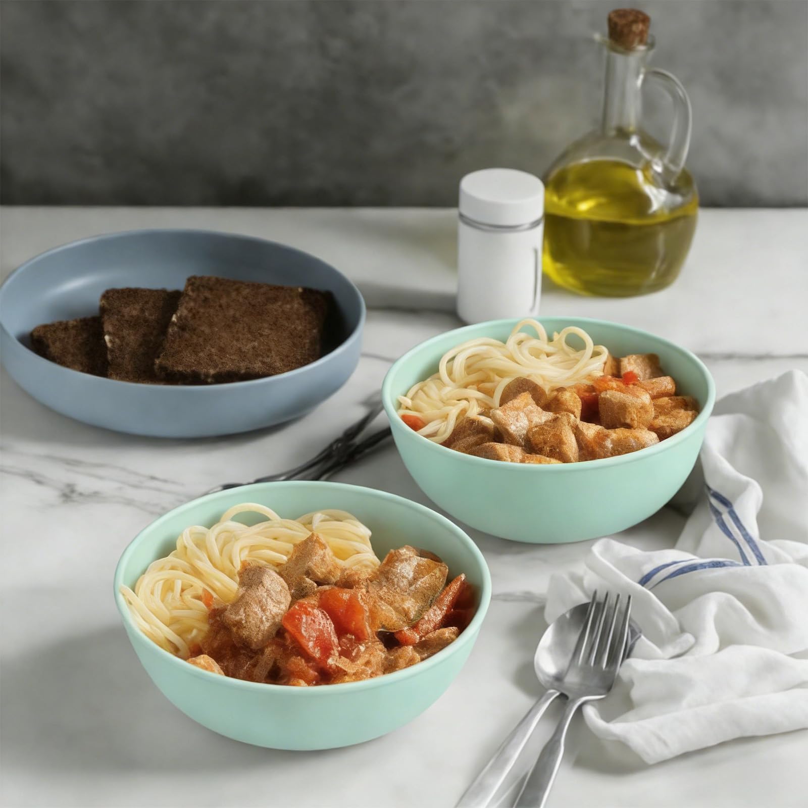 Greentainer Lot de 4 bols à céréales/salade pour enfants et adultes - Léger et incassable - Passe au lave-vaisselle et au micro-ondes - En plastique - Vert