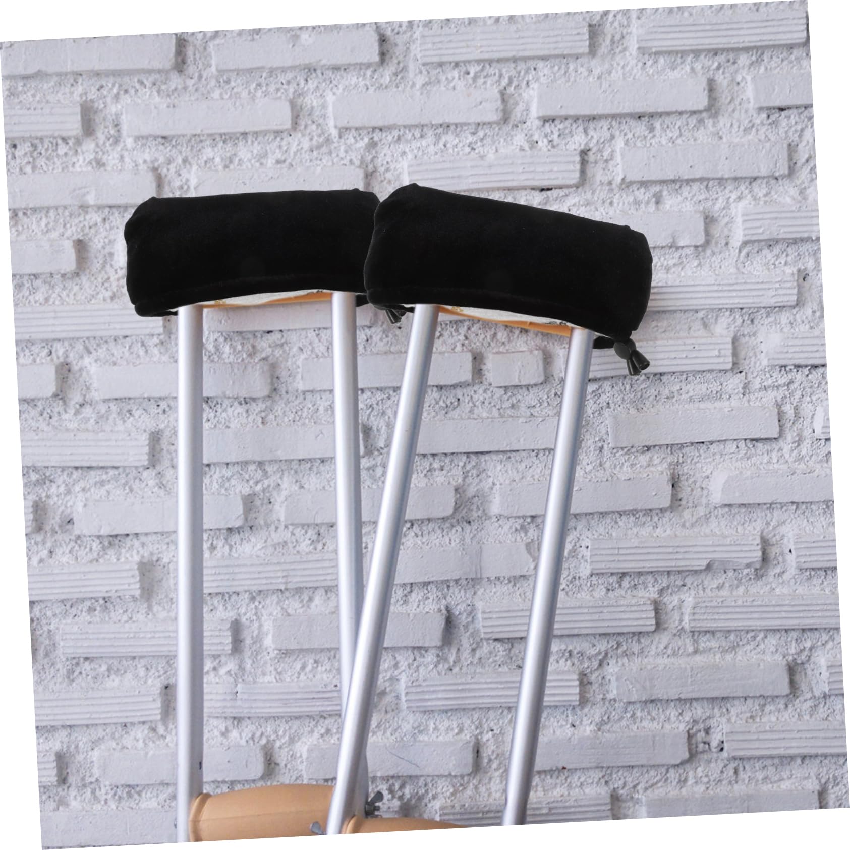 2 Pares Juego de palillos de muletas almohadillas fundas de cojines para muletas espuma universal fosa accesorio para las axilas funda transpirable para las axilas terciopelo Negro