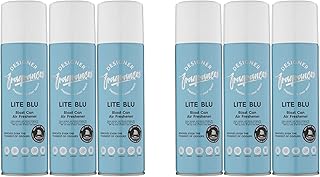 Designer Fragrances 6 Pack Lite Blu Air Freshener Blast Cans - For Home & Vehicles â€“ Natural Oils, Luxury Lasting Smell, Dry Mist Quick Release Spray â€“ Deodorise & Neutralise Odours â€“ 300ml