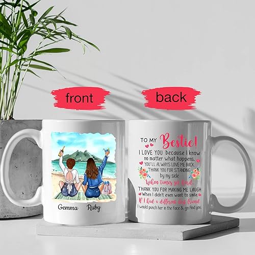 Vista 79 de Taza de café blanca de 2 mejores amigos, 11 onzas, 15 onzas, taza de amistad personalizada para mujeres, mejor amiga, mejor amiga, hermana, hermana