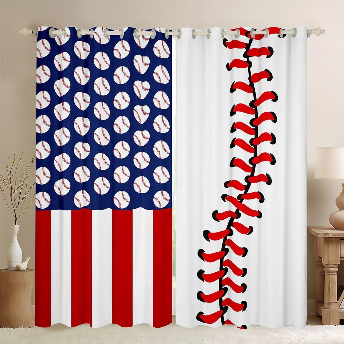 Ice Hockey Curtain for Kids Boys Girls Hockey Player Darkening Curtain Winter Sports Event Blackout Curtain(30-50%) Bedroom Hockey Punk Hockey Stadium Decor Window Drapes (2 Panels, 42 x 63 Inch)