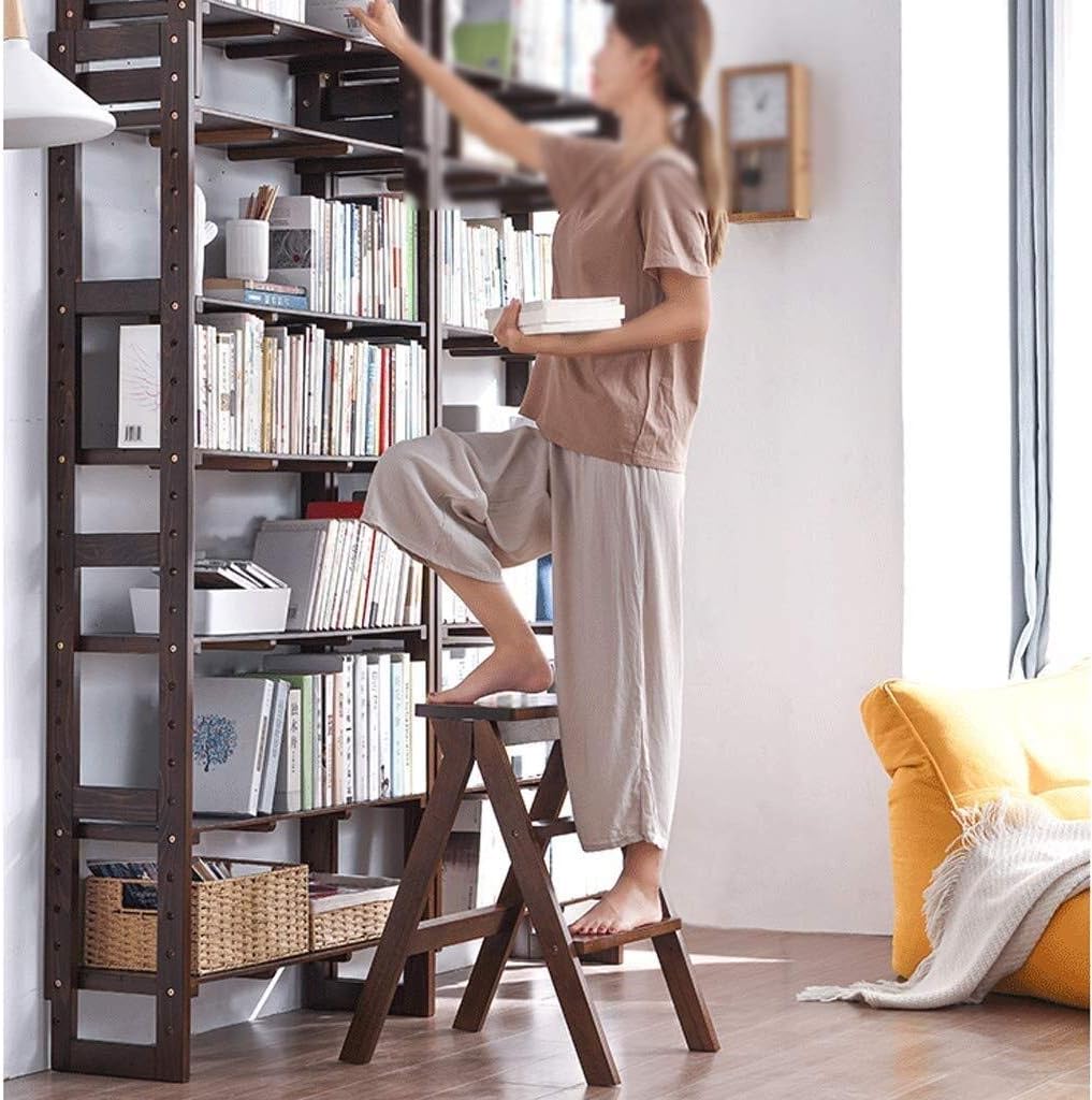 Foldable 3 Step Ladder Stool Kitchen High Stool Bench Widened Indoor Ascending Stepladder Staircase Chairs