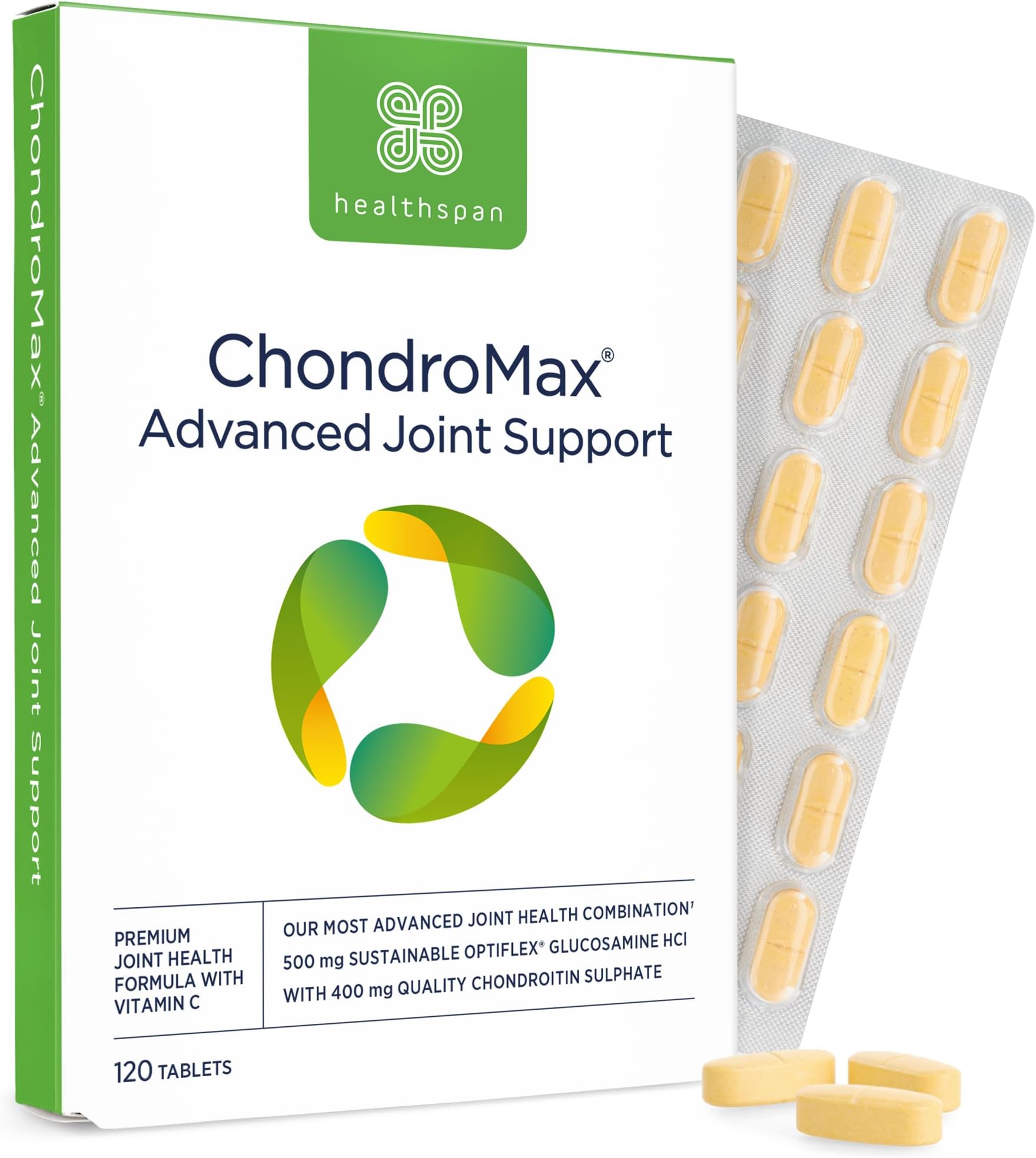 Glucosamine & Chondroitin (120 Tablets, 500mg Glucosamine & 400mg Chondroitin) | Joint & Bone Support | Advanced Joint Support | Vitamin C to Support Joint Cartilage | Sustainably Sourced