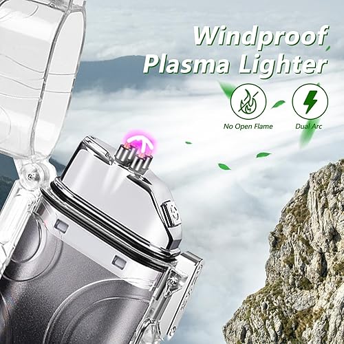Miniatura 3 de SKRFIRE Arc Plasma Electric Lighter USB Rechargeable Windproof Lighter Cool Lighters Waterproof with LED Flashlight and Whistle for Camping Travel