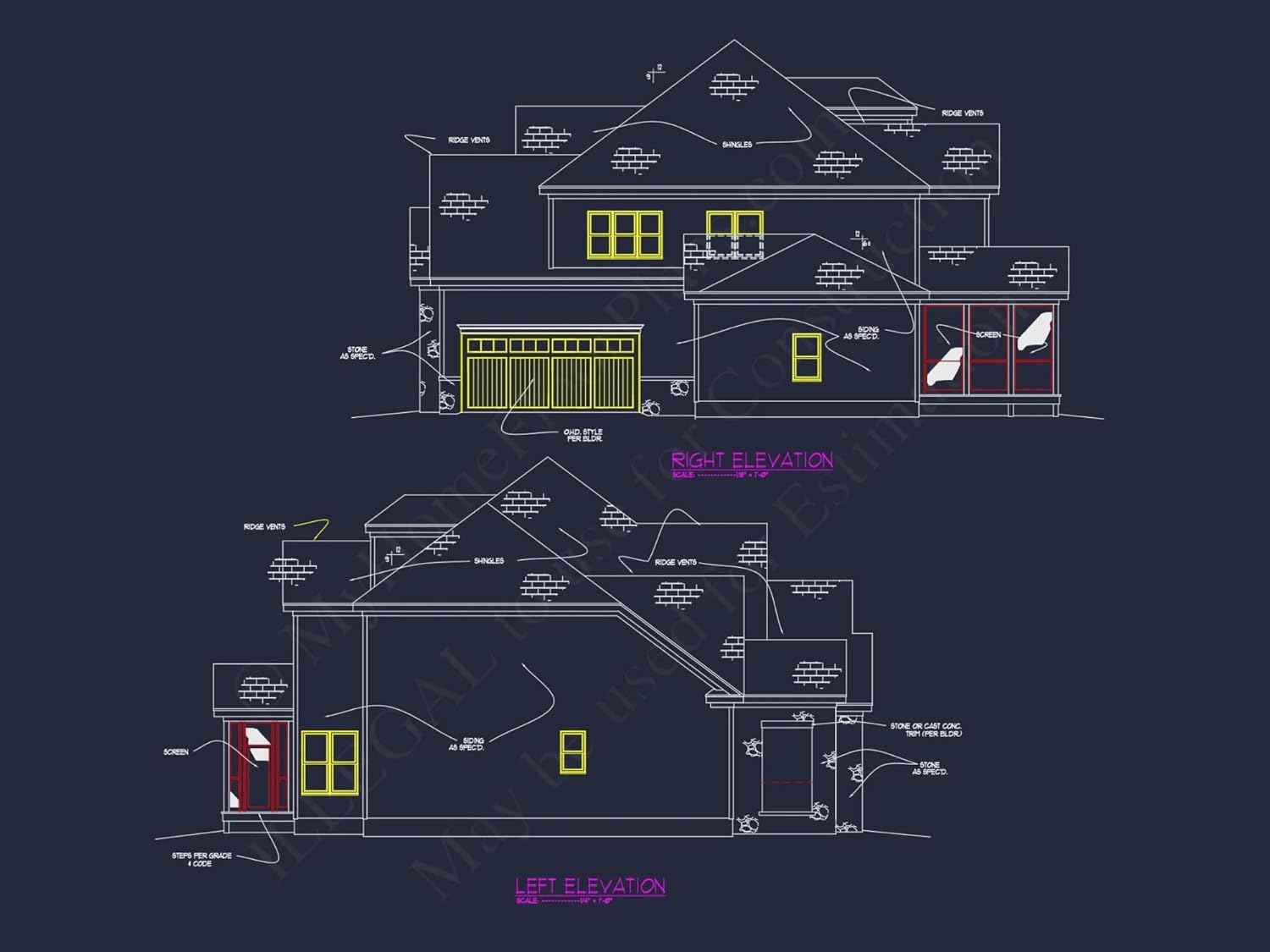11-1242 HOUSE PLAN - Elegant House Plan with Detailed Blueprint Designs and CAD Architecture