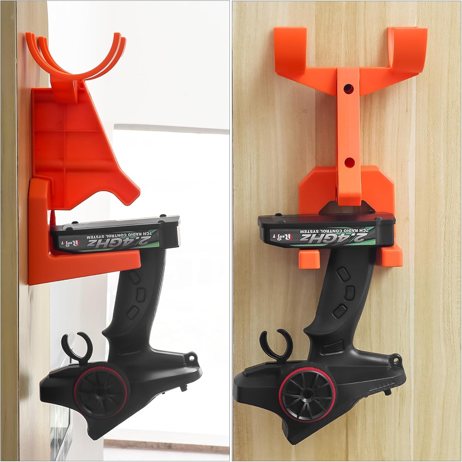 RC Car Wall Mount Remote Control Car and Transmitter Organizer Displayer for 1/14 1/16 1/18 1/24 RC Model Car (Orange)