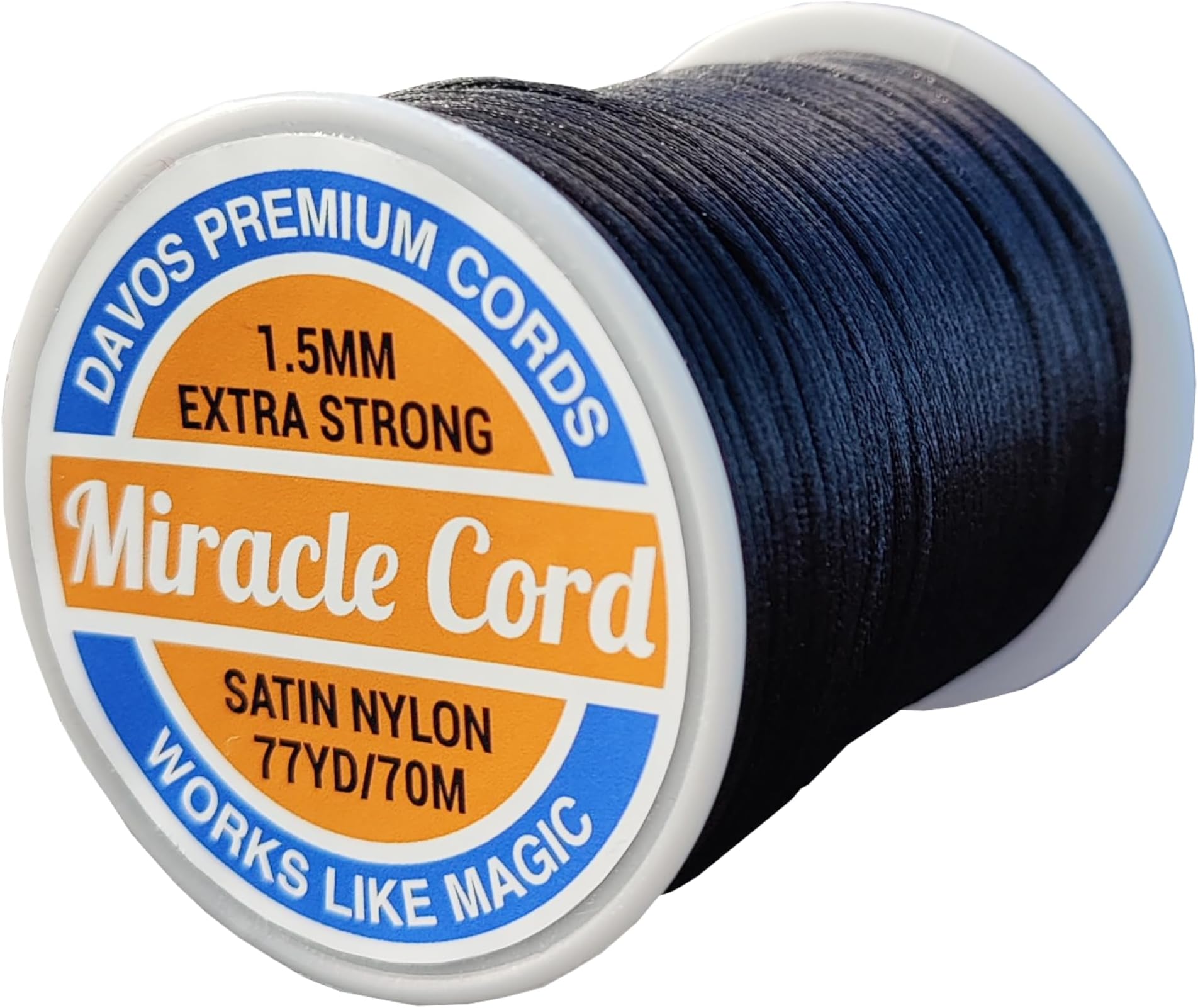 1.5mm Satin Nylon Jewelry Making String Bracelets Beading Braided Soft Shiny Silky Sewing Thread Rattail Macrame (Black, 77 Yards)