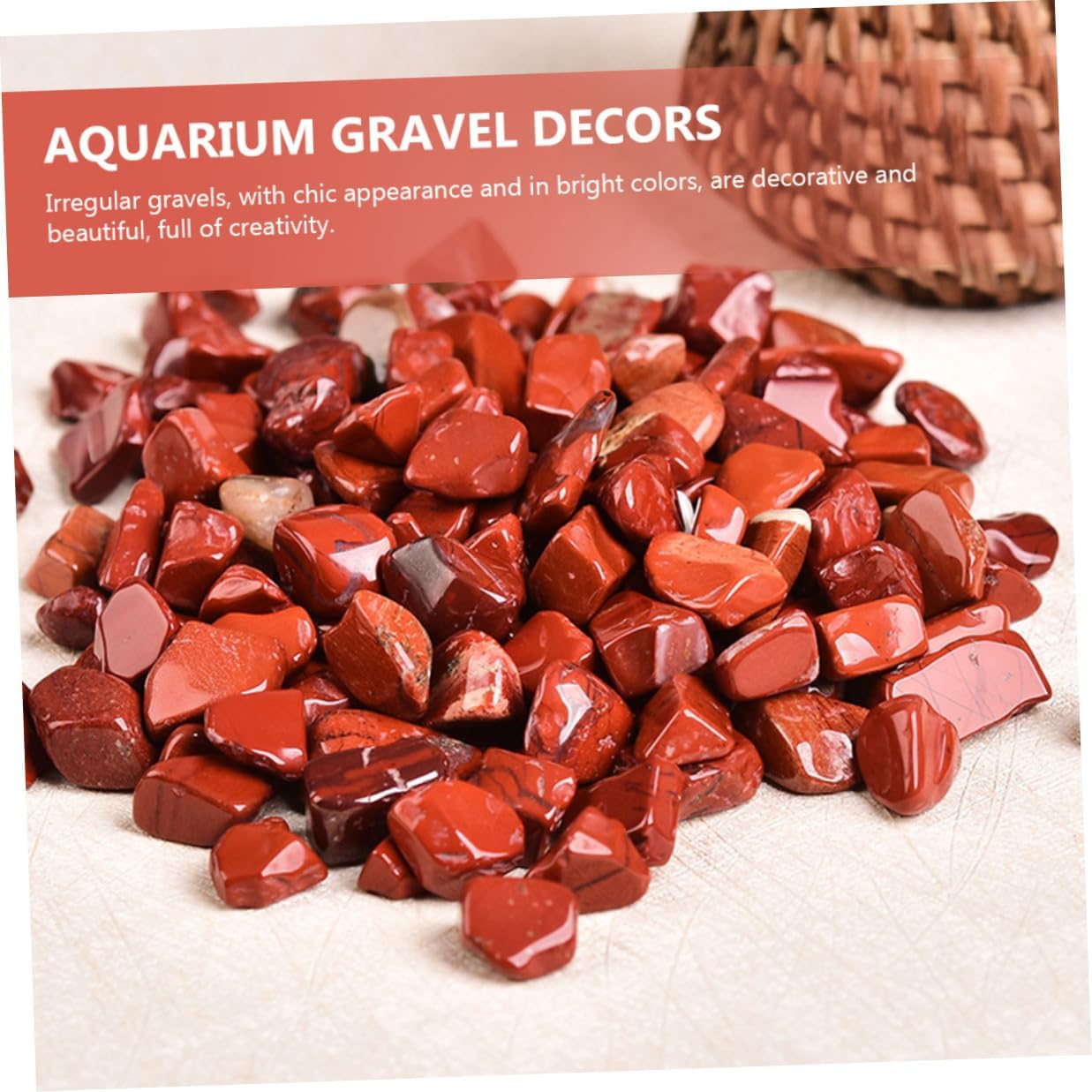 DOITOOL Bulk Red Jasper Aquarium Gravel 7-9mm Natural Decorative Fish Tank Rocks for Freshwater Aquatic Landscaping and Aquarium Supplies, 2lb Pack