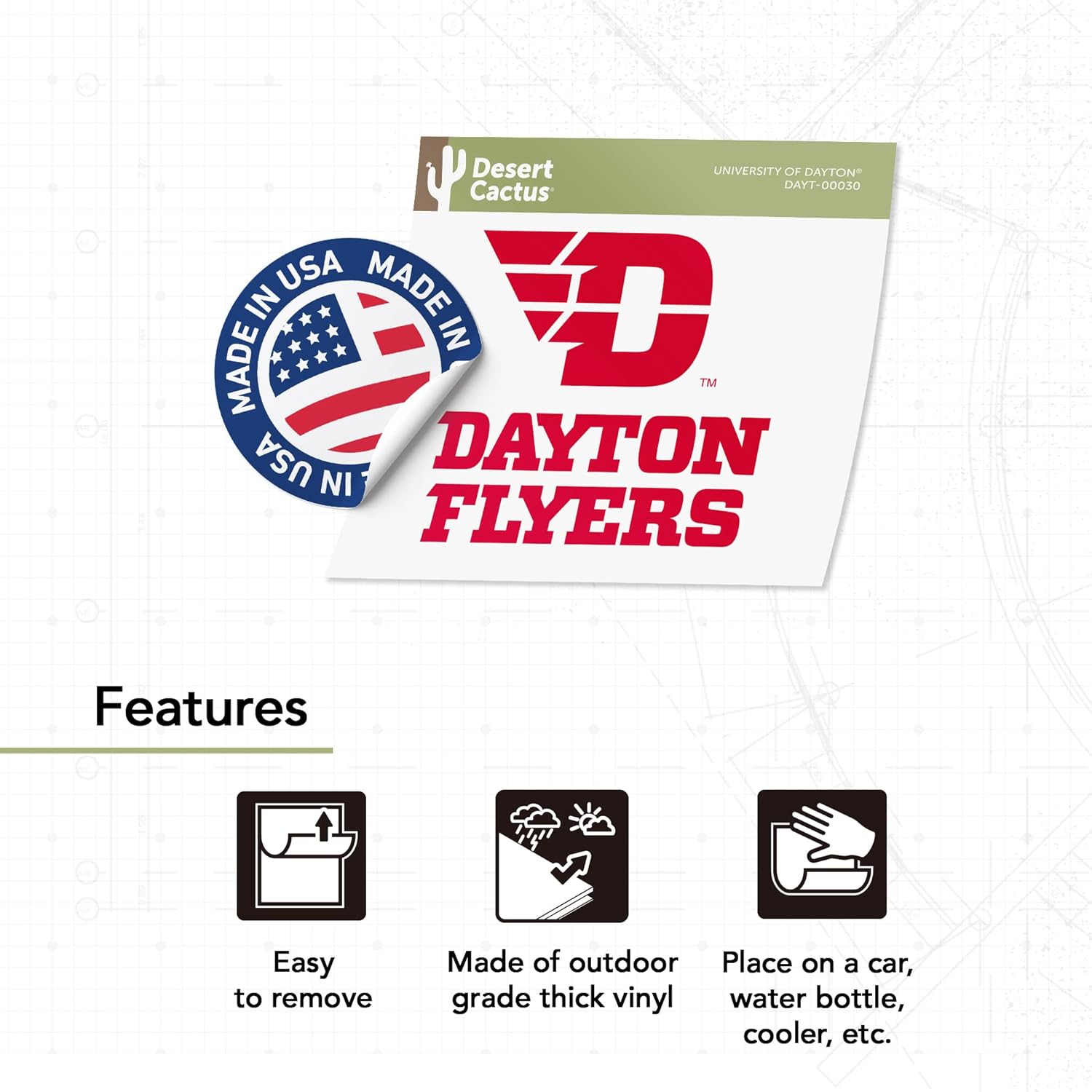 Desert Cactus University of Dayton Flyers UD Vinyl Decal Laptop Water Bottle Car Scrapbook Sticker (IND 00030) - Image 4