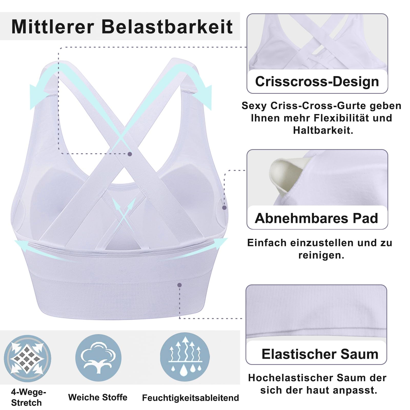 Reggiseno Sportivo Donna Senza Ferretto Reggiseni Push Up Sportivo Donna Yoga Reggiseno Sportivi per Allenamento Running Boxing