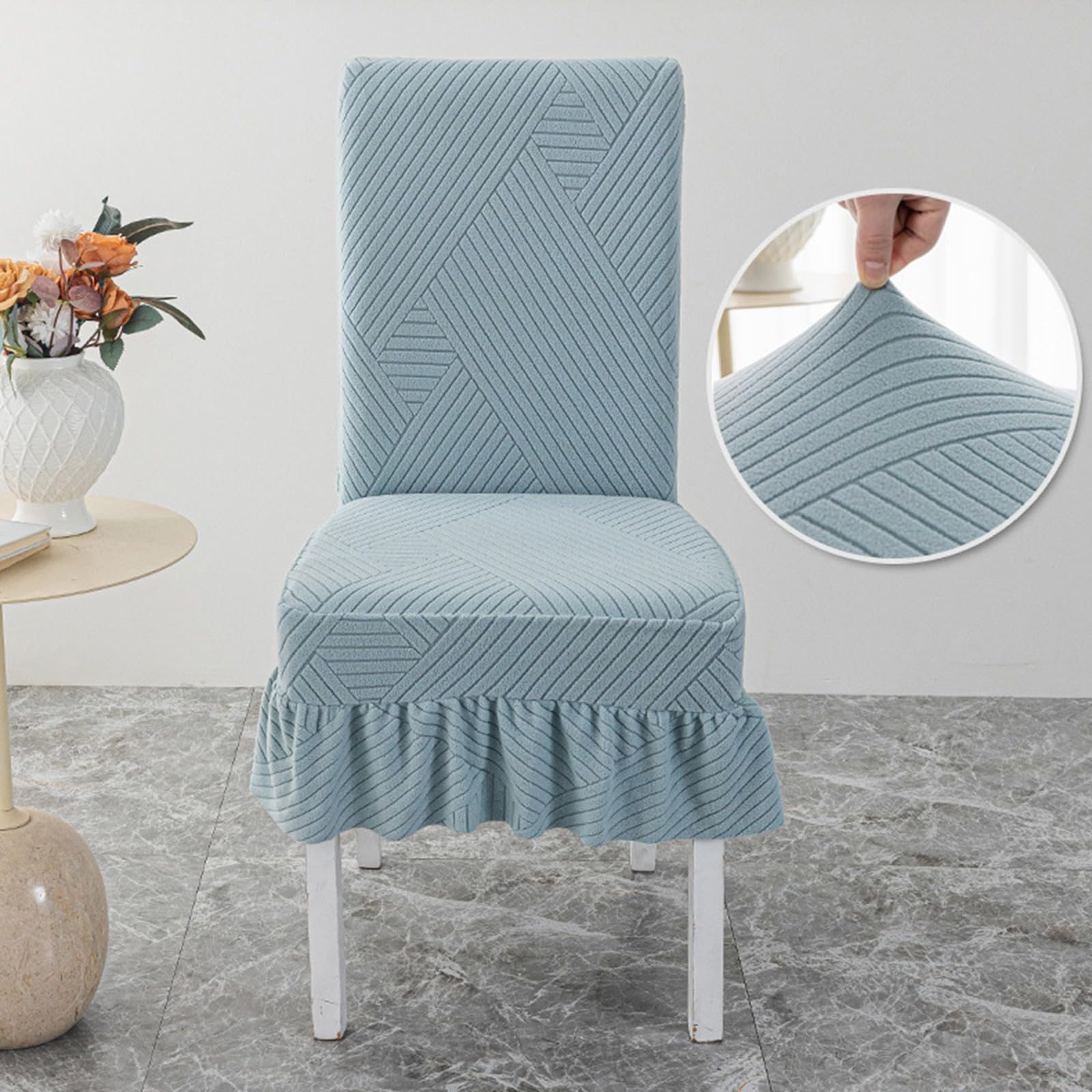 Coprisedie per Sala da Pranzo con Gonna,Elasticizzati Coprisedie con Schienale Set da 1/2/4/6,Coprisedia da Cucina Antiscivolo Universali,per Hotel Cerimonie Banchetti Feste Casa(Light Pink,4 Set)