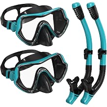 G2RISE SN02 Snorkel Set Adults - Scuba Mask Diving Goggles Dry Snorkeling Gear with Breath Easy Airflow Tech & Anti-fog Design 2PACK