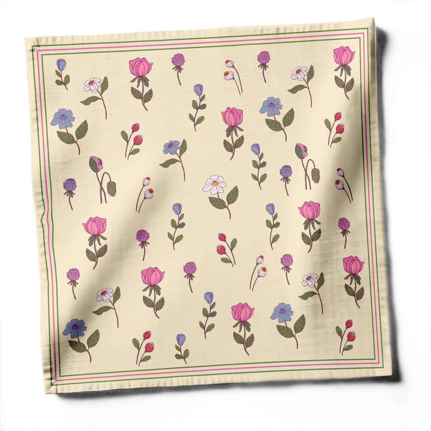 Luxury Cotton Twill Napkins - Set of 12, 20-Inch Floral Pattern, Premium Thick Cloth Napkins for Special Occasions - Soft, Absorbent & Machine Washable