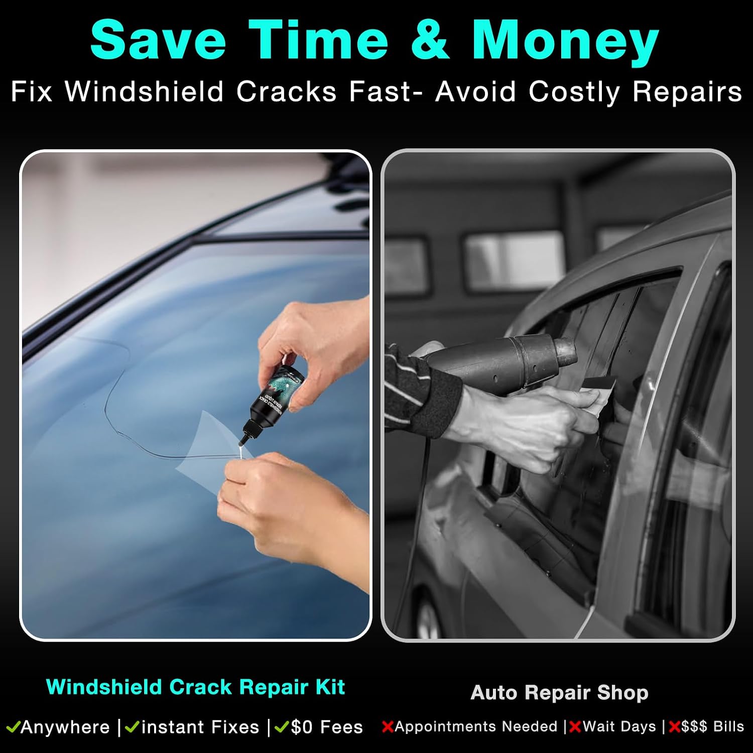 Windshield Repair Kit - 2026 Latest Upgrade Nano Glass Crack Repair Kit, Glass Repair Liquid for Quick Fix Windshields, Windows, Mirrors (1 Set)