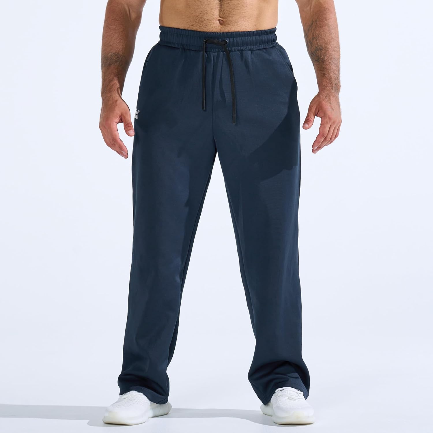 BROKIG Mens Buttlift Workout Sweatpants, Baggy Straight Leg Lounge Pants Open Bottom Track Sweat Pants with Zip Pockets - Image 7