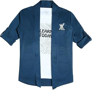 CAVIO Boys Solid Open-Front Shrug with T-Shirt Price In India