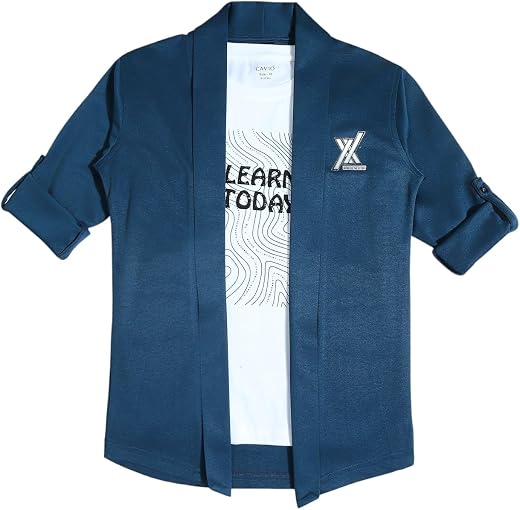 CAVIO Boys Solid Open-Front Shrug with T-Shirt