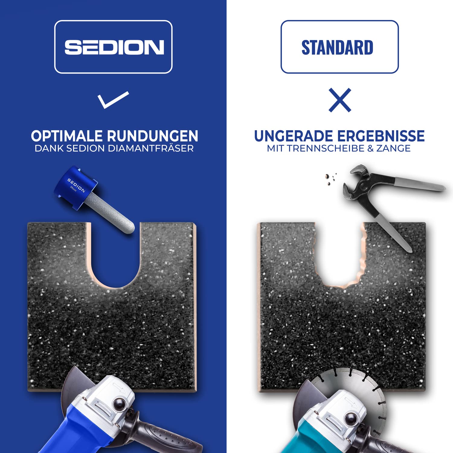 SEDION Fresa Diamantata Per Arrotondare Bordi - 35mm X R15 Per Piastrelle, Granito, Marmo - Foto 9