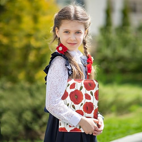 Miniatura 5 de Carpeta para tarjetas coleccionables de flores de amapola roja, 4 bolsillos con 50 fundas extraíbles, carpeta de álbumes de tarjetas de 3 anillas,