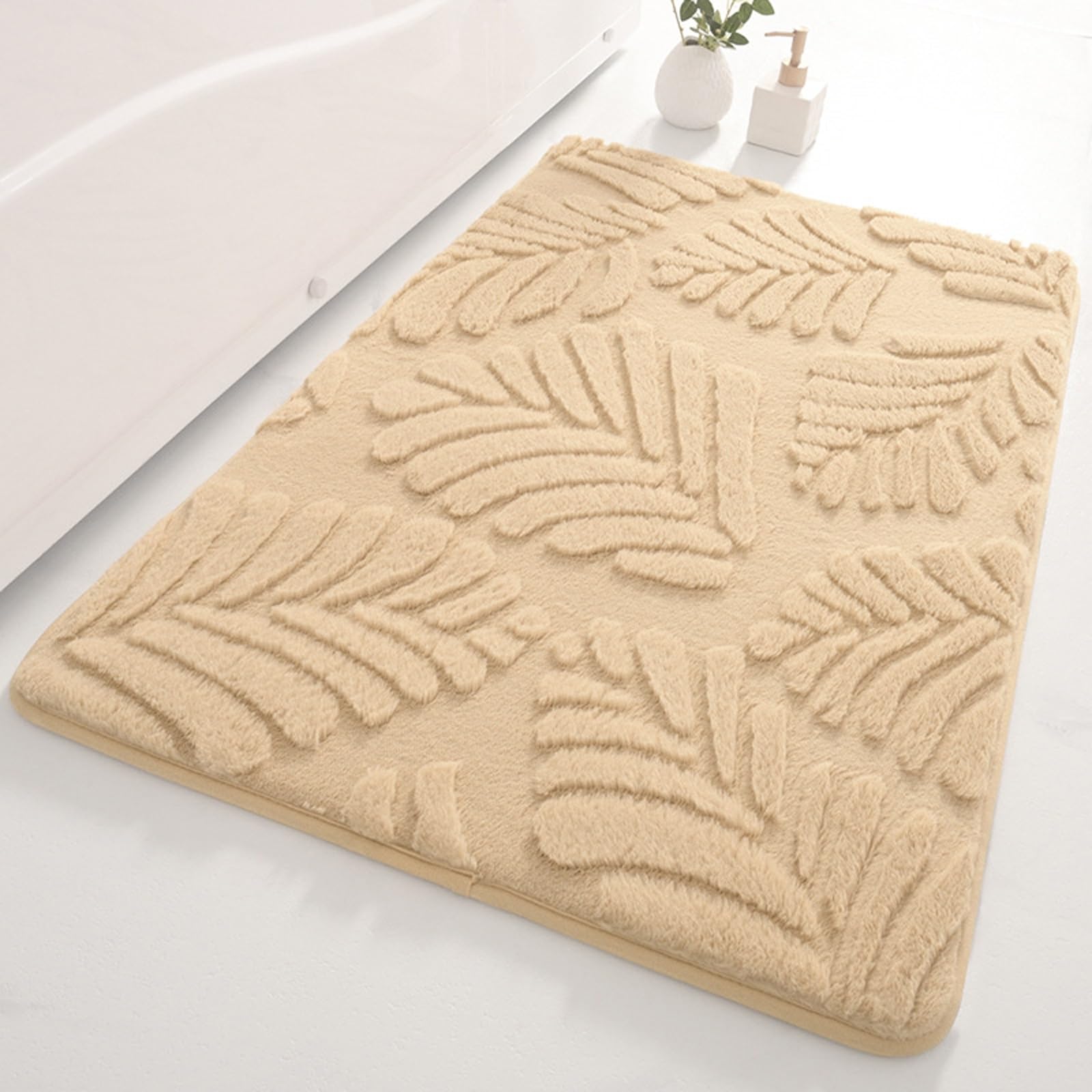 Tapis bain fourrure lapin antidérapant doux pelucheux cuisine