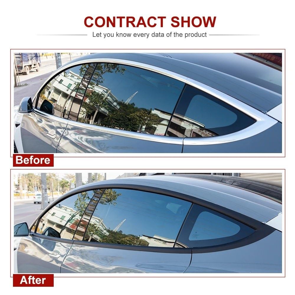 Consolle centrale dell'auto Adesivo Per Telaio Finestrino Auto Decorazione Esterna Maniglia Della Porta Protezione Nera Per Tesla Per Model 3 2020-2023