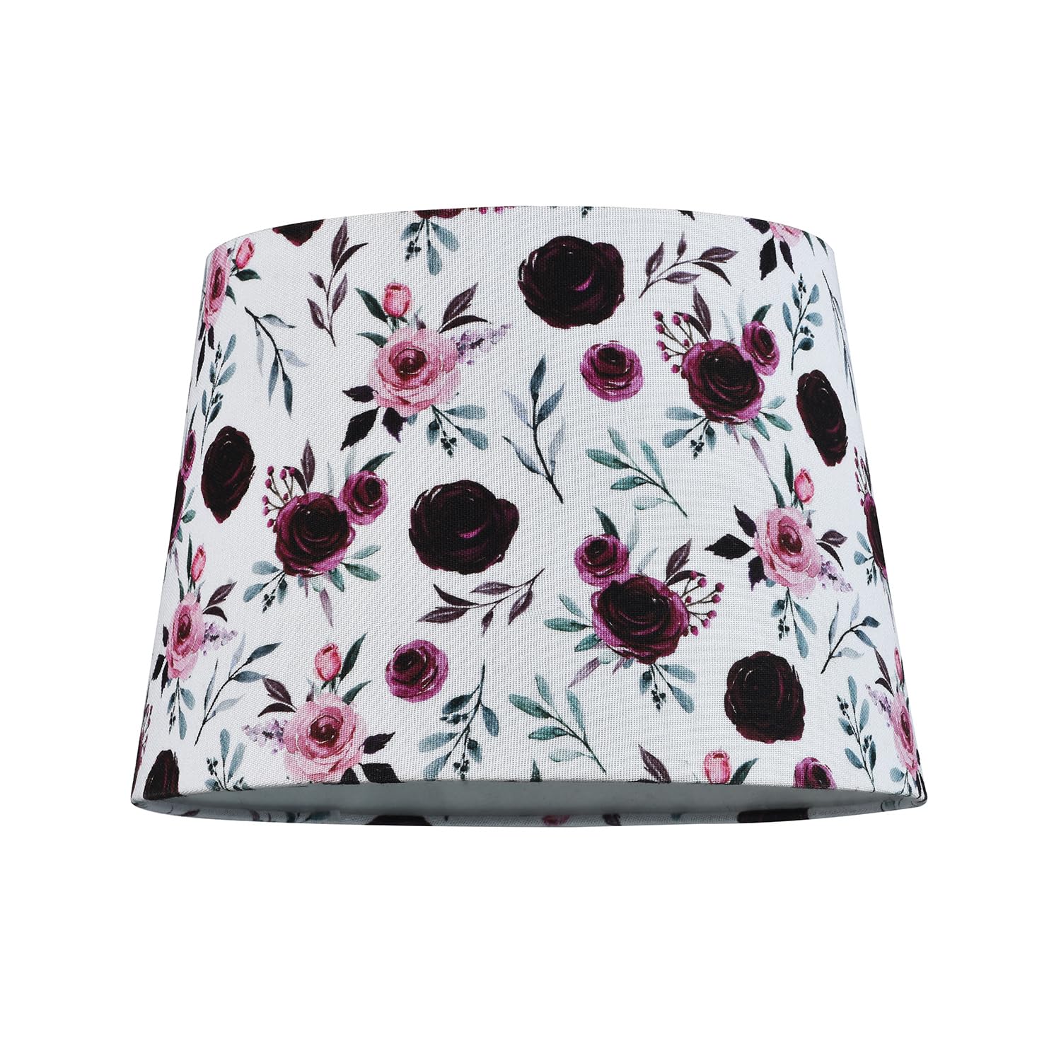 Traditional Classic Design Linen Fabric Drum Lamp Shade with Pink and Red Roses | 18cm x 20cm x 25cm | Inner White Cotton Lining by Happy Homewares