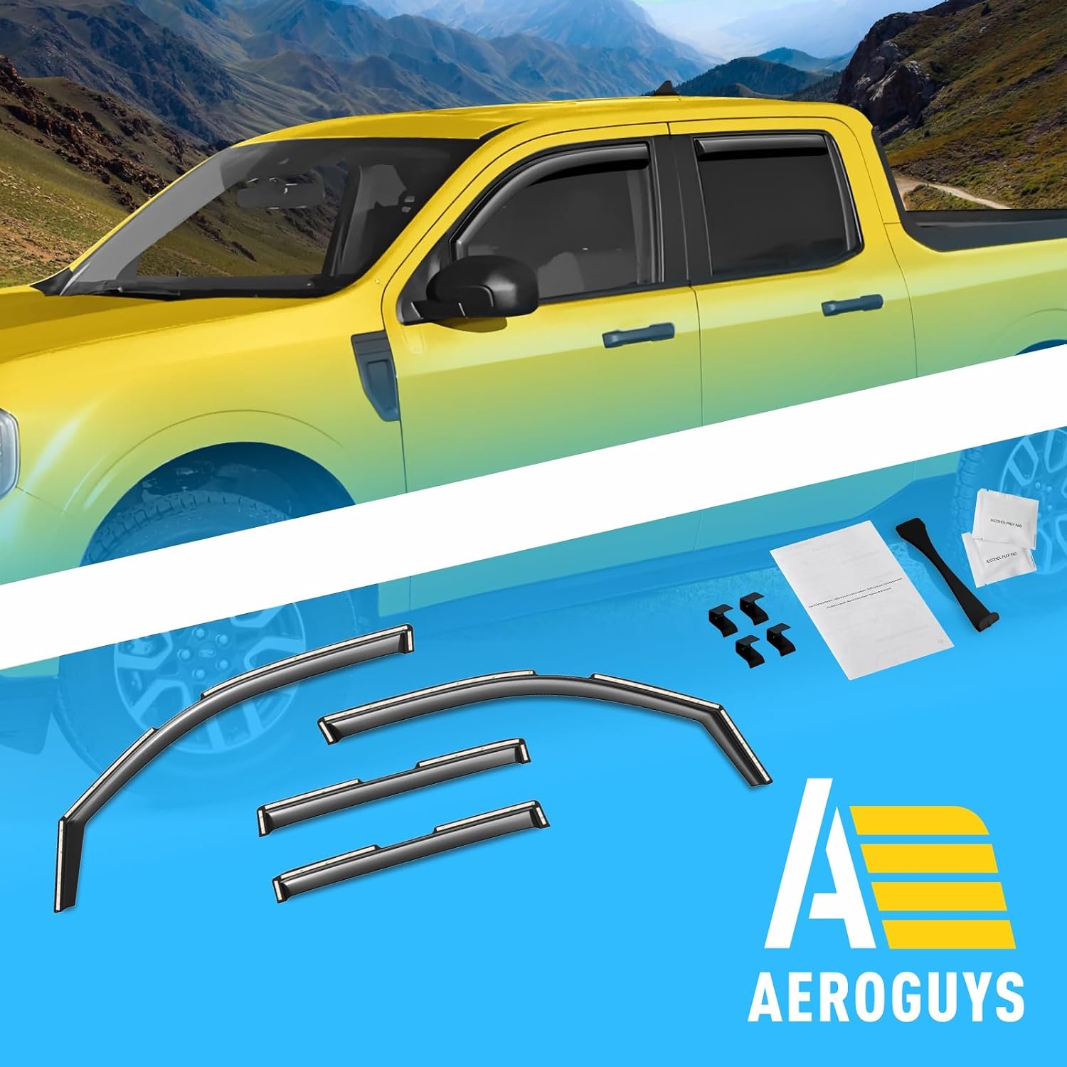 Extra Durable Window Deflectors in-Channel Window Visors Rain Guards Fit for Ford Maverick 2022-2026, Sun Visors, Wind Vent for Shades, Exterior Car Accessories - 4pcs. AG0751