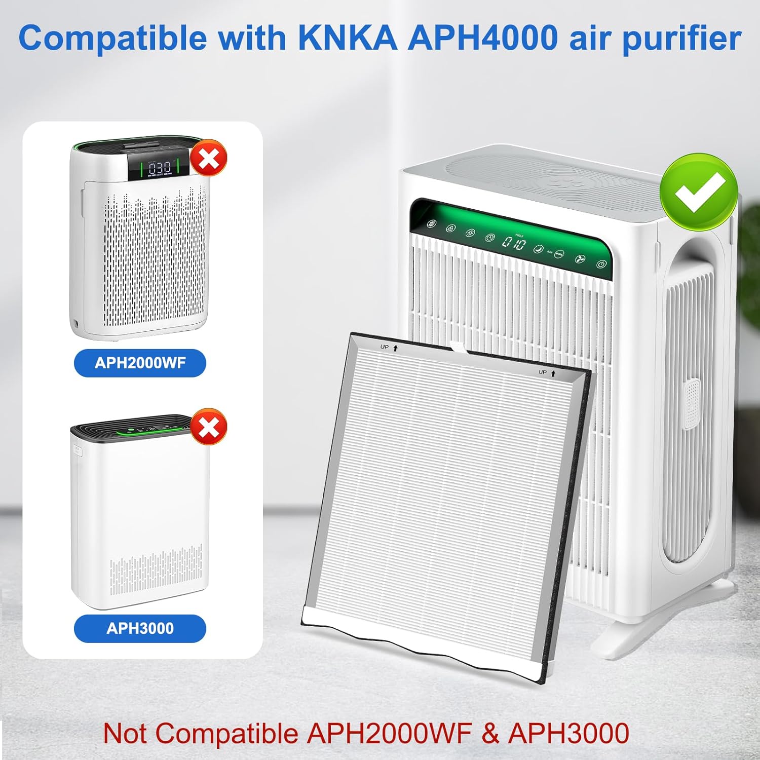 Extolife APH4000 Air Purifier Filter Replacement for KNKA APH4000, 4 Pack H13 True HEPA Filters with Activated Carbon for Smoke Dust Pet Dander Hair, Part No. APH4000LX