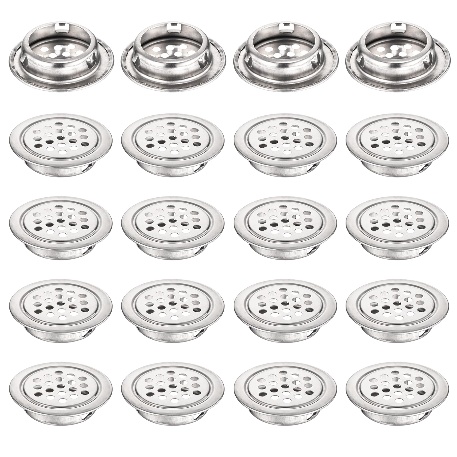 sourcing map 20pcs Circular Air Vents 1.1" (29mm) Soffit Vent Cover Silver