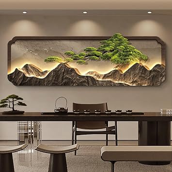 3D Decorative Painting, Creative Wall Sculptures with LED Light, Wall Art Decor Painting, Modern Hanging Mural, for Living Room Entrance BedroomBrown 1,30 * 90cm/11.8 * 35.4in