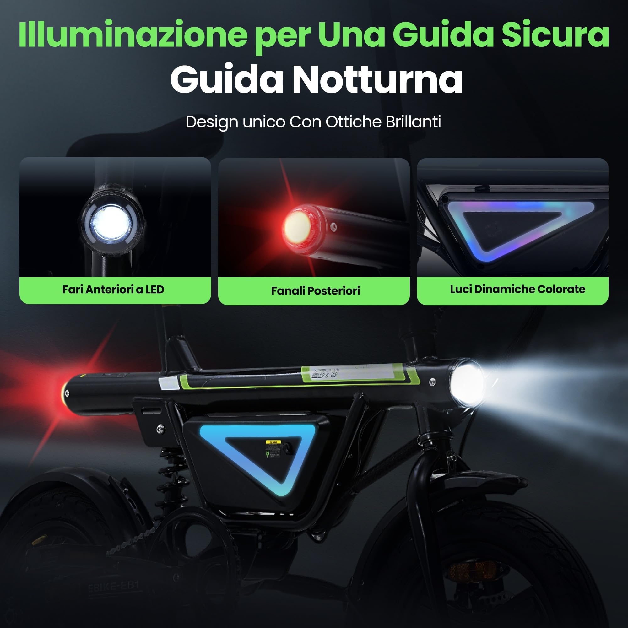 Finbike Bici Elettrica Pieghevole 14", 432WH Batteria, Autonomia di 30-50 KM, Motore 250W, E-Bike per Adulti e Adolescente, Carico 120kg, 10/15/25KM/H