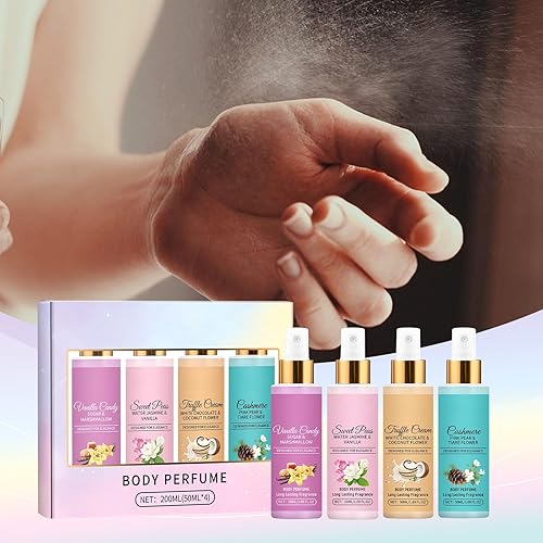 Miniatura 9 de Set de regalo de niebla corporal para mujer, juego de regalo de fragancia corporal, paquete de 4, spray corporal para mujeres, juego de perfume de