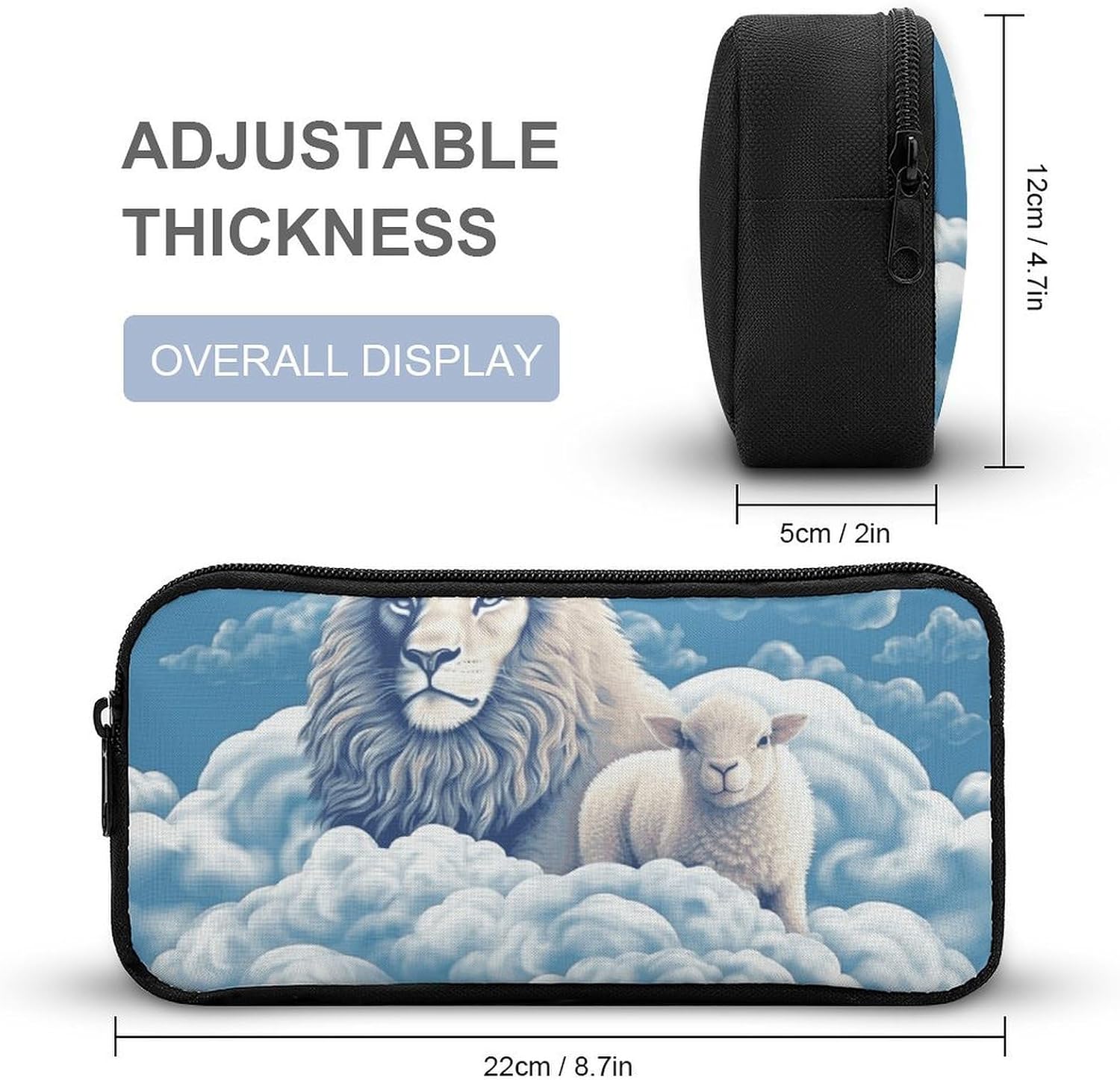Lightweight Lamb Lion Pencil Pouch with Metal Zipper image 2