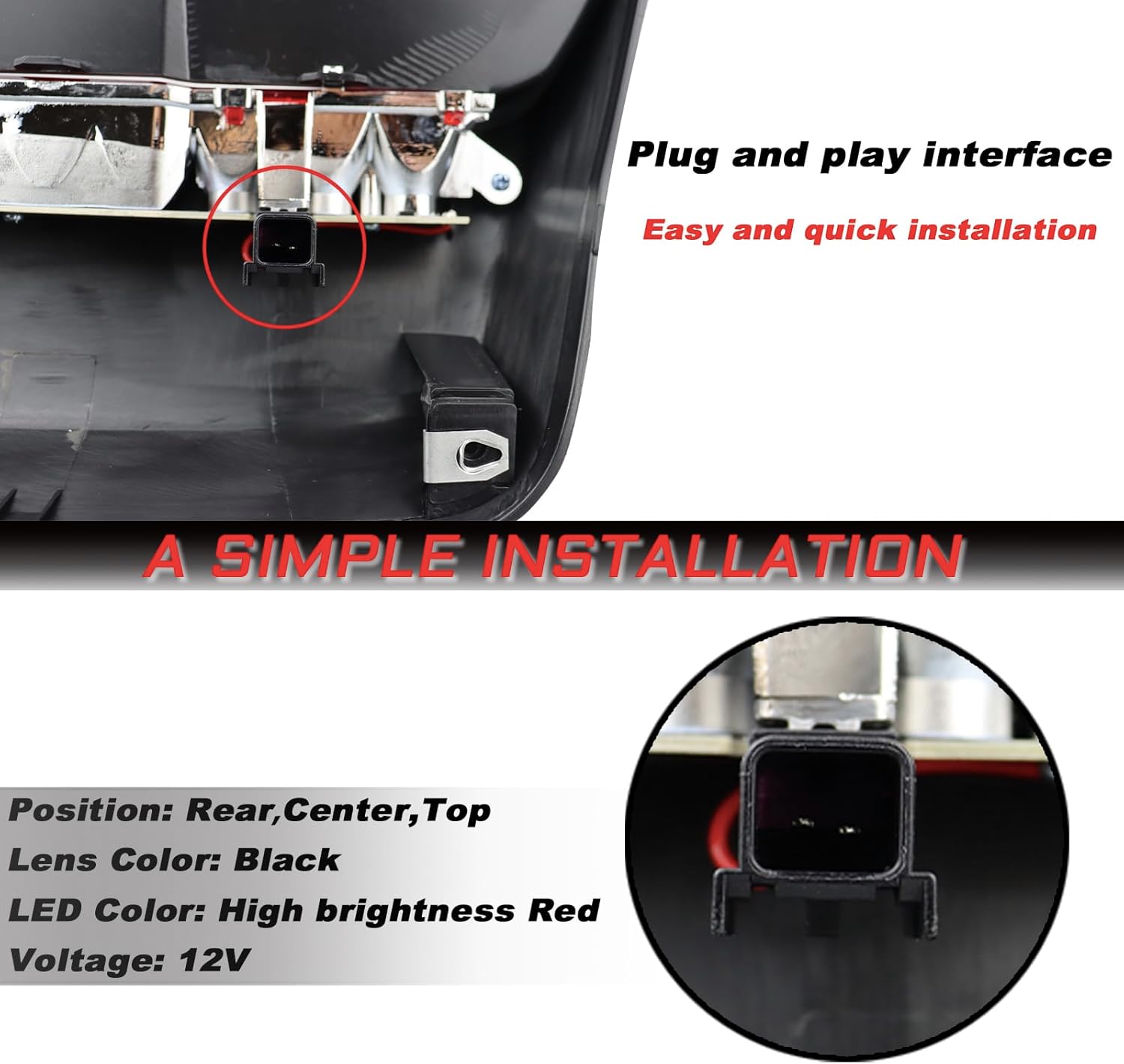 LED 3rd Third Brake Light Compatible with Chevrolet Chevy Cruze Sedan 2011 2012 2013 2014 2015 Rear High Mount Brake Light Replacement Lamp