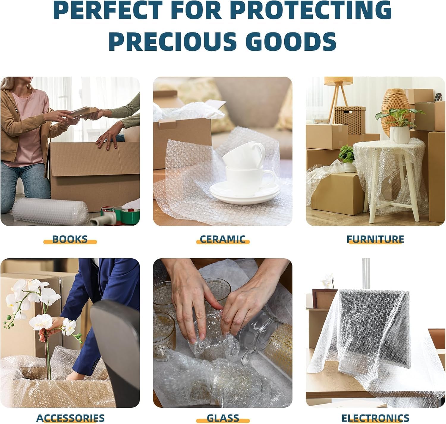 Metronic Bubble Cushioning Wrap 9 Pack 16 Inch x 324 FT Total, Dense Bubble Packing Air Wrap Clear Bubble Packing Roll for Shipping and Moving Supplies, Perforated Every 12"
