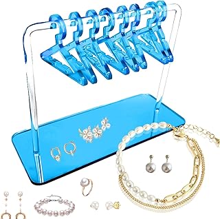 ミニハンガー付きイヤリングハンガーラック, ミニハンガー、アクリルイヤリング、イヤースタッド、イヤリング収納ラック、吊り下げペンダント、ジュエリー収納ラック、ジュエリーディスプレイラック, 8 コートハンガー付きアクリルイヤリングディスプレイ, 小売ショー個人展示用イヤリングホルダーオーガナイザー、ショーラック